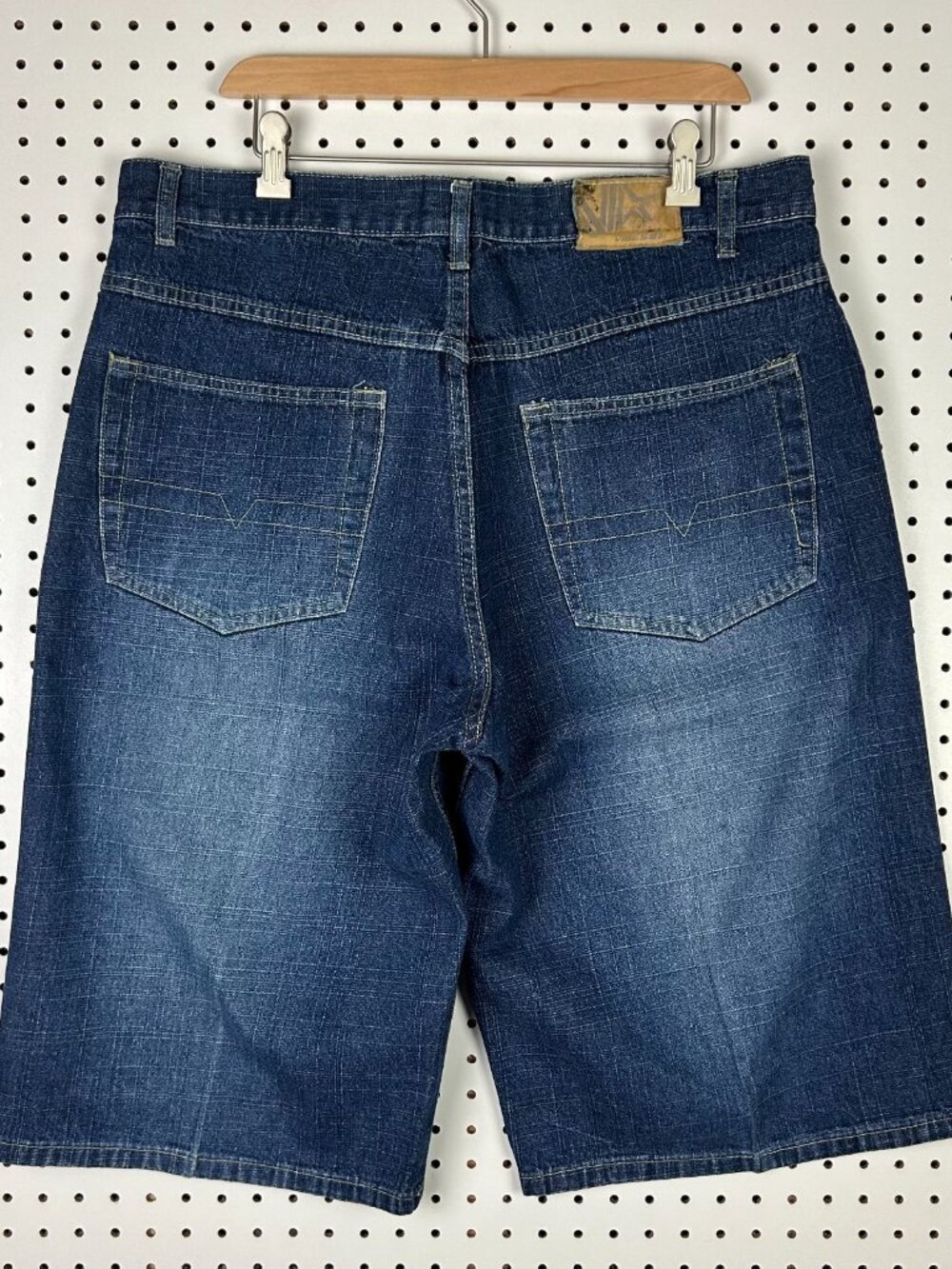 Vibes Jeanetics Baggy Jean Shorts Sz 36 Blue Jorts Wide Leg Skate Y2K Work Wear